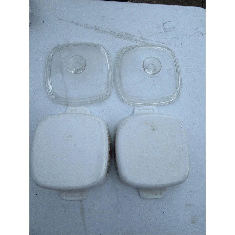 Vintage Corning Ware Spice O Life L'Echalote Casserole Set Pyrex Lids USA 2 Dish